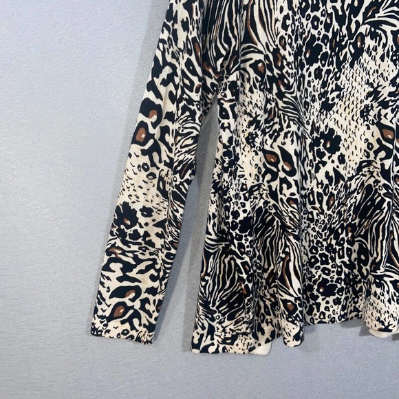 Chicos Cardigan Womens 0 Beige Cheetah Print Pull On Long Sleeve Business Casual - Picture 8 of 12